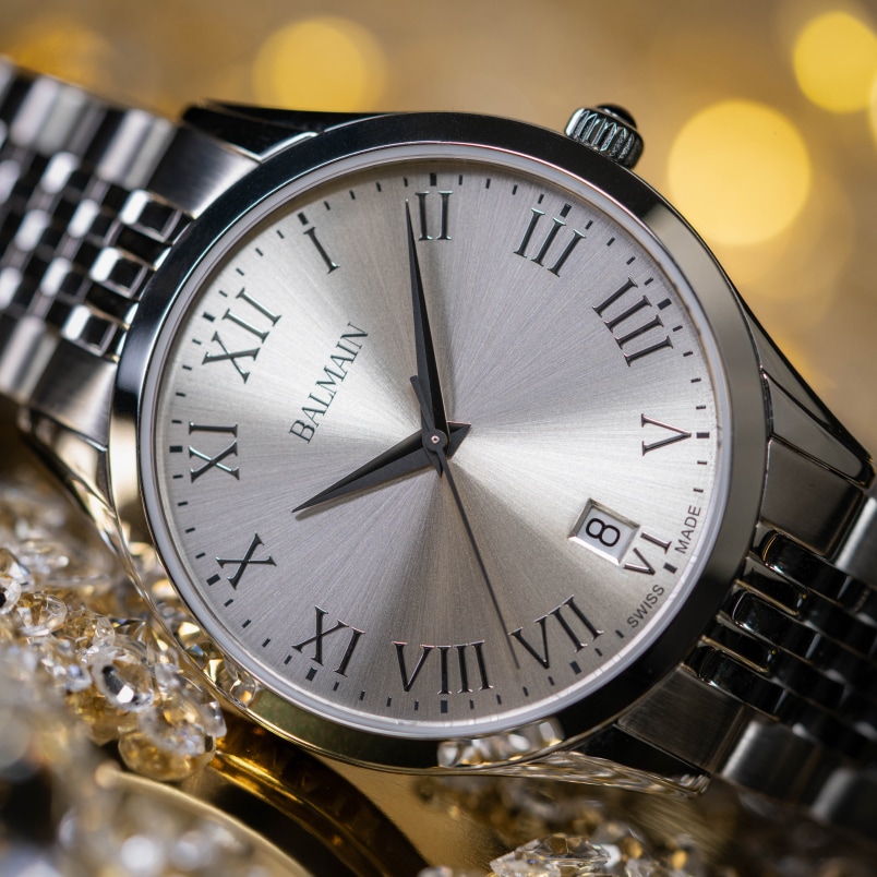 Balmain festive season watches displayed in a luxury gift setting