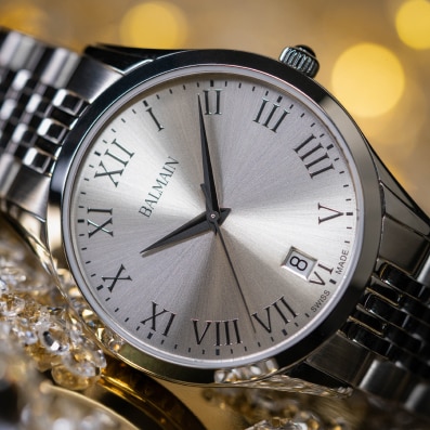 Balmain festive season watches displayed in a luxury gift setting