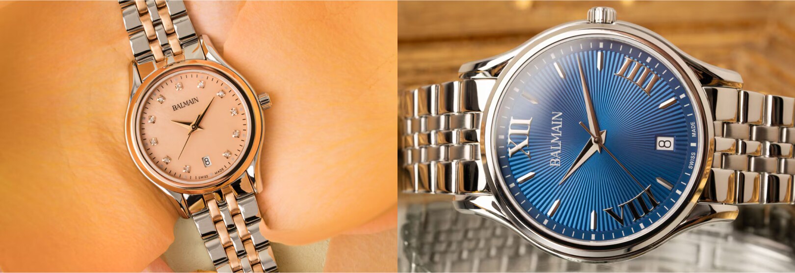 Explore Balmain Swiss Watches collections &ndash; elegant women&rsquo;s timepieces featuring Swiss quartz movements, stainless steel cases, and signature dial designs.